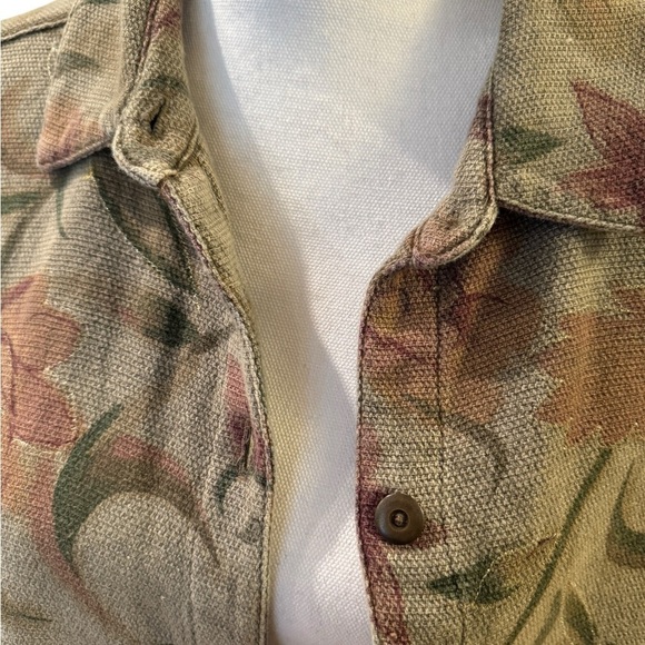 Chico’s Design Floral Cotton Green Jacket Gold Thread Embellished Size Large (2) - Picture 3 of 11